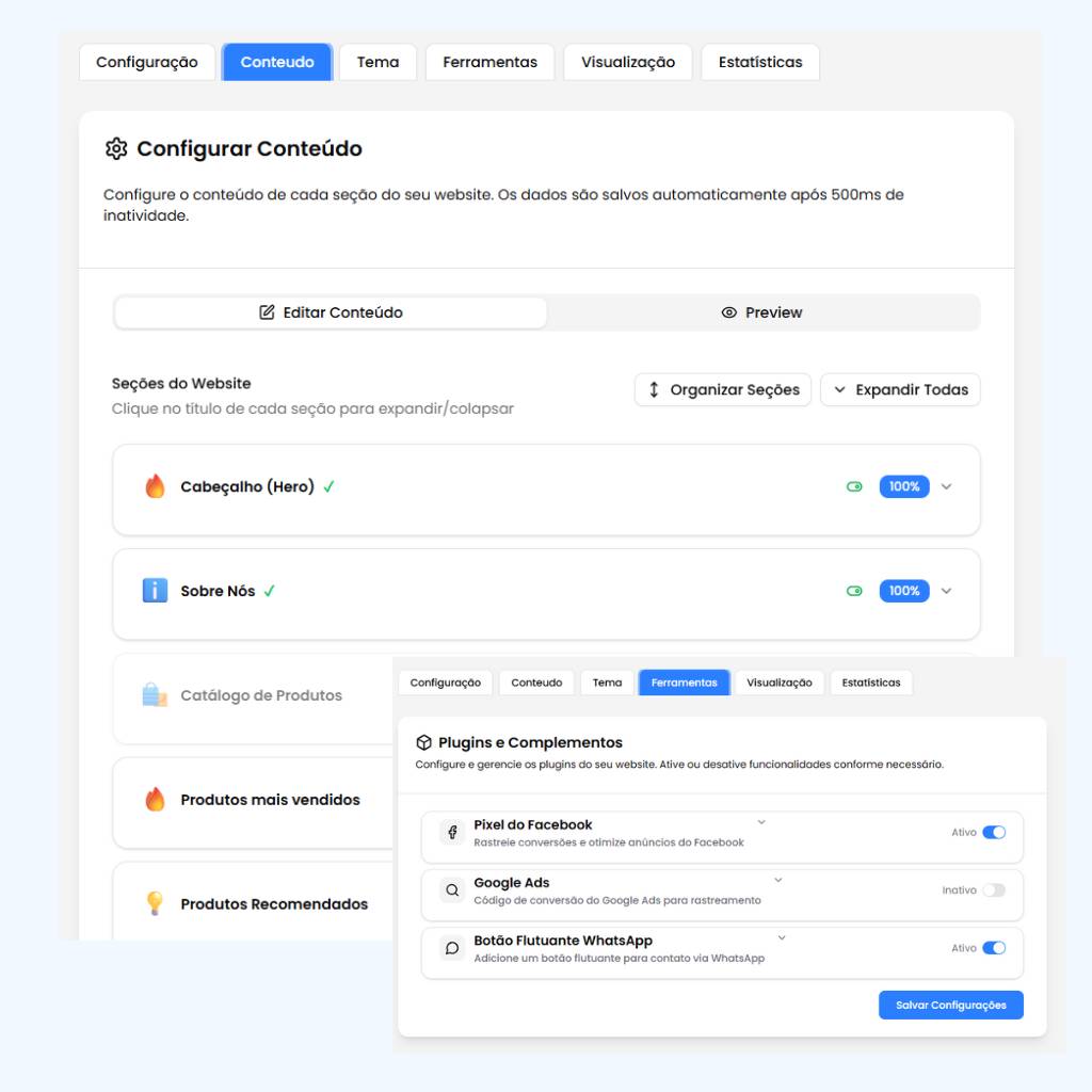 Site de locações com catálogo de produtos pronto para receber reservas online